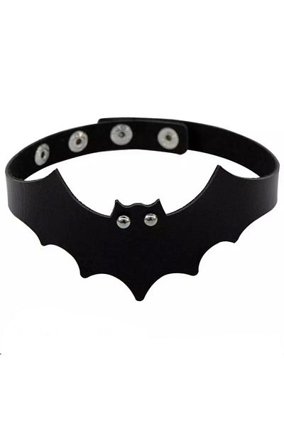 Köstebek Harajuku Gothic - Black Leather Bat Figure Necklace