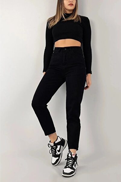 MAKRAS EXCLUSIVE Loris crne traperice visokog struka Mom Smart Slim Fit