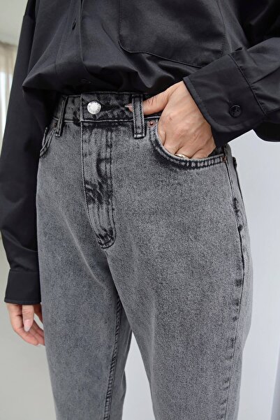 MAKRAS EXCLUSIVE Women's Smoked High Waist Lycra Mom Jeans Trousers (Buy 1 Size Larger)