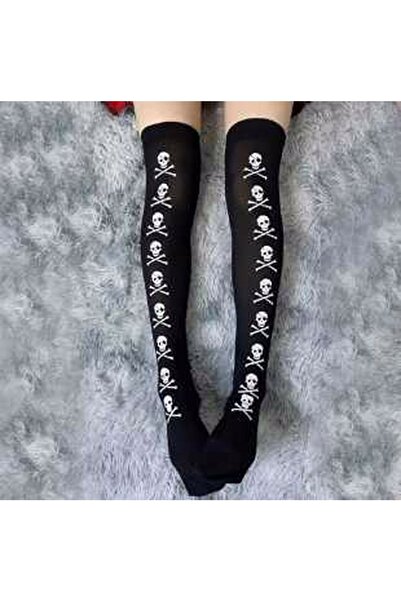 Trenderrs Готически памучни чорапи над коляното - дълги чорапи