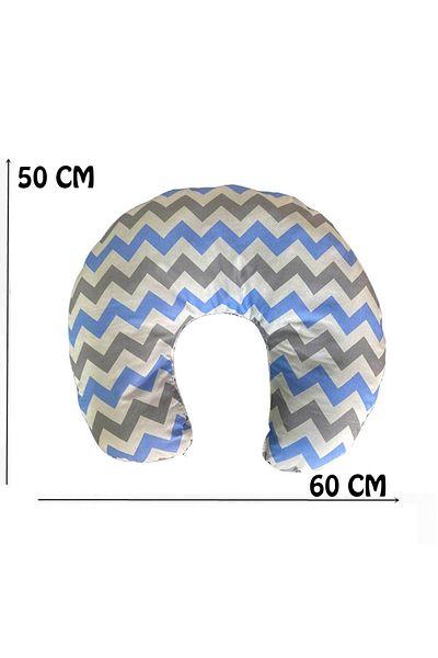 RevuBaby Double Sided Breastfeeding Pillow and Support Cushion Double Sided Flat Head Syndrome Blue Star-blue Zig