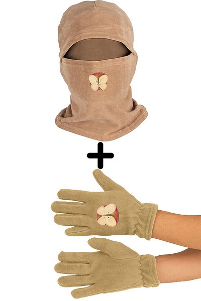 Zeron Tasarım Apple Butterfly Polar Snow Mask Long Gloves Set Bll263