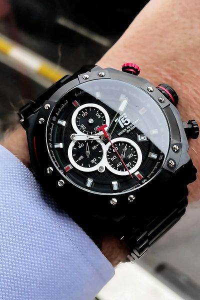 T5 Saat 3 Atm Waterproof Men's Wristwatch - Black Steel Cord and Bracelet Wlg78