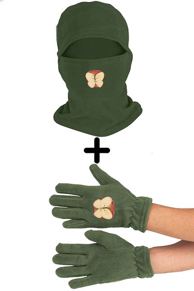 Zeron Tasarım Apple Butterfly Polar Snow Mask Long Gloves Set Bll263