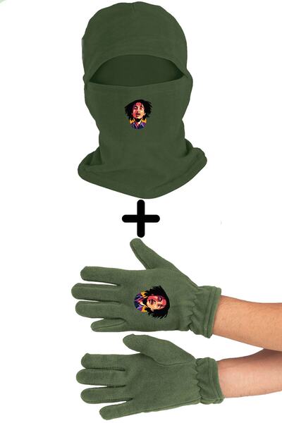 Zeron Tasarım Set mănuși lungi pentru mască de zăpadă din lână Bob Marley Bll958