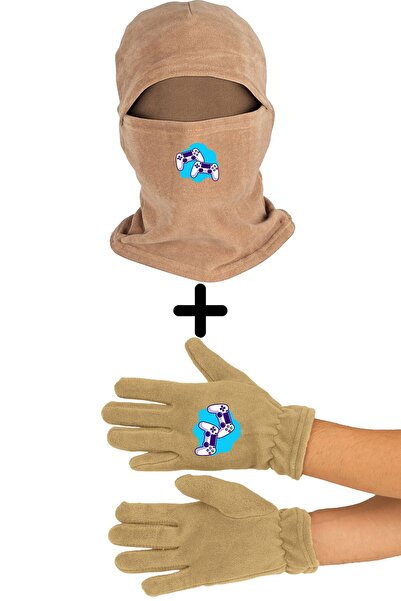 Zeron Tasarım Polar Snow Mask and Long Gloves Set - Game Console Bll1765