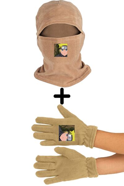 Zeron Tasarım Наруто Полярна маска для обличчя та довгі рукавички, комплект Bll463