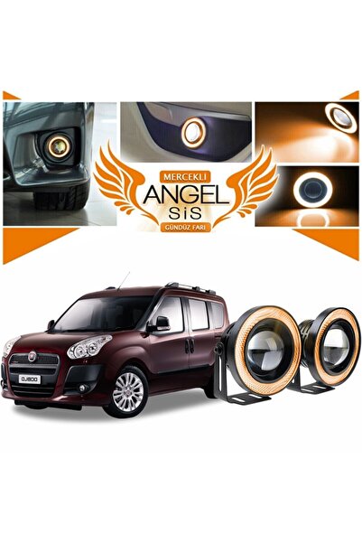 STS Oto Aksesuar Fiat Doblo D3 Uyumlu Universal Mercekli Led Angel Sis Farı 76mm Turuncu Renk