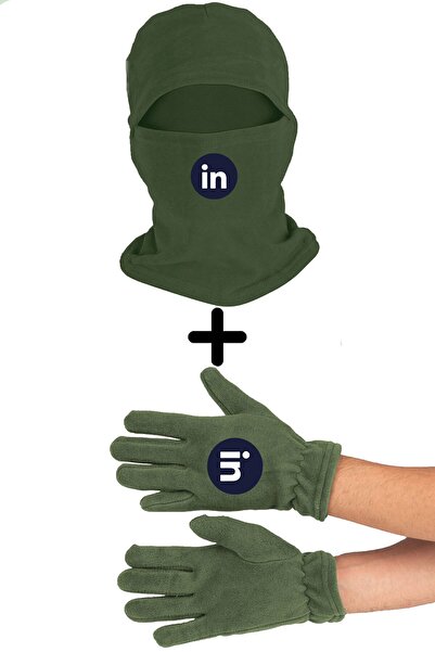 Zeron Tasarım Linkedin Polar Snow Mask Long Gloves Set Bll1758
