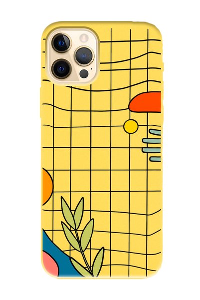 Spoyi iPhone 14 Pro Max Line Design Yellow Launch Phone Case
