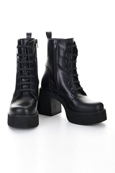 ss shoe & schuh Kadın Kalın Topuk Deri Postal