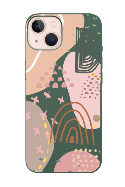 Spoyi iPhone 14 Line Art Design Dark Green Launch Phone Case
