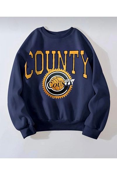 My Blog Oversize County Basketball Printed Oversize Swaetshirt