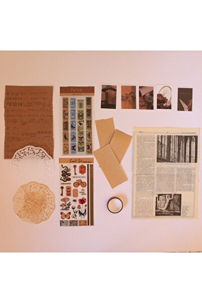 baddin aksesuar Penpal Kiti Vintage Pul Temalı Bullet Journal Set Penpal Pape...