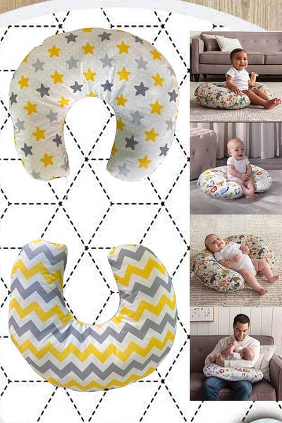 RevuBaby Double-Sided Nursing Pillow and Support Cushion Double-Sided Flat Head Syndrome Yellow Pattern