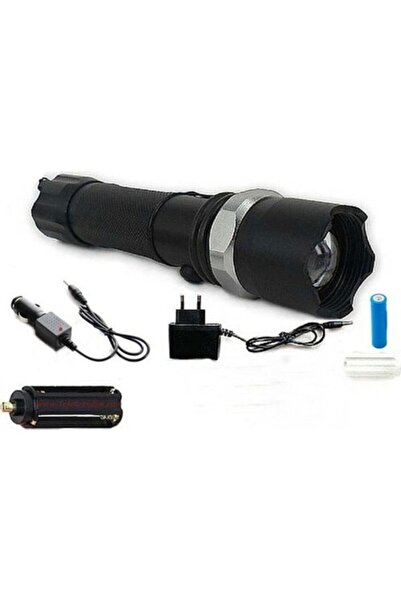 Neler Geldi Neler Profesyonel Şarjlı El Feneri Ledli+flashlight+zoom Özellikli+tüfek Aparatı 6 Parça Full Set