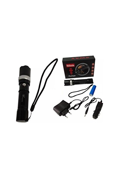 Neler Geldi Neler Profesyonel Şarjlı El Feneri Ledli+flashlight+zoom Özellikli+tüfek Aparatı 6 Parça Full Set