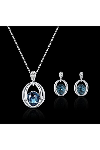 Takıtolia Grape Gümüş Kaplama Kristal Mavi Taşlı Sevgililer Günü Hediye Sarka...