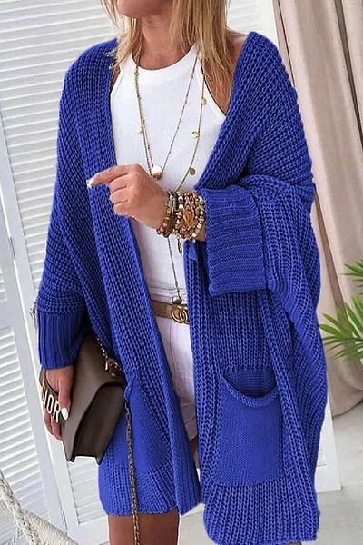 Devinka Oversize Women's Long Pocket Knitwear Cardigan