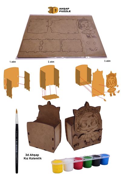 GLANCE Wooden Puzzle 3d Girl Pen Holder