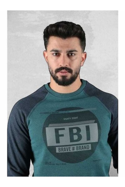 FBI Men's Slim Fit Printed Raglan Sleeve Sweatshirt 95111