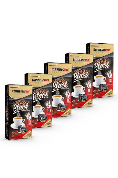 ESPRESSOMM ® Premium Black Aluminum Coffee Capsules (50 Pieces) - Nespresso® Compatible*