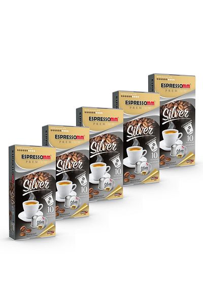 ESPRESSOMM Premium Silver Aluminum Coffee Capsule - Nespresso ® Compatible (50 Pieces)