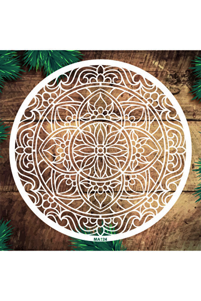 STENCİLTASARIM Stencil Tasarım Ma124 Mandala Duvar Ahşap Cam Boyama Deseni 80...