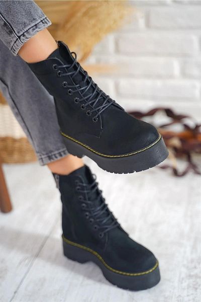 Aleza Shoes Γυναικείες μπότες με χοντρό τακούνι Vanetx Μαύρο Σμαραγδένιο