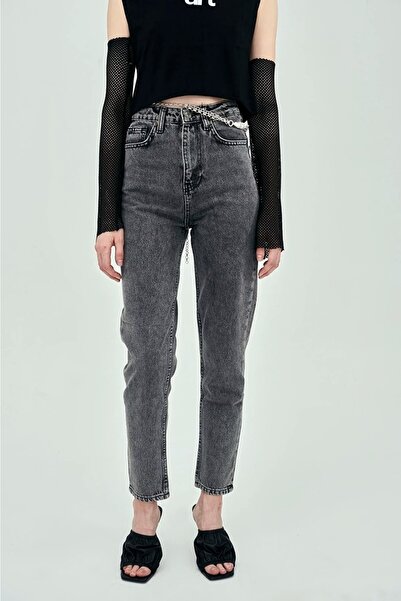 DRC trend Слім-фіт джинси мами, колір димчастий, антрацитові, з еластаном, мо...