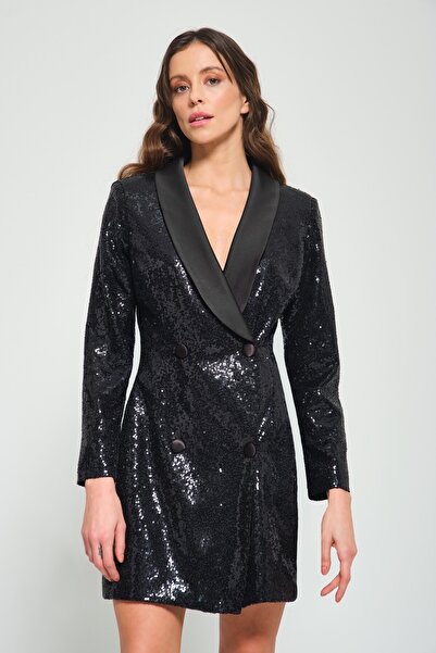 TARA COŞKUNTUNCEL Payet Kruvaze Ceket Elbise