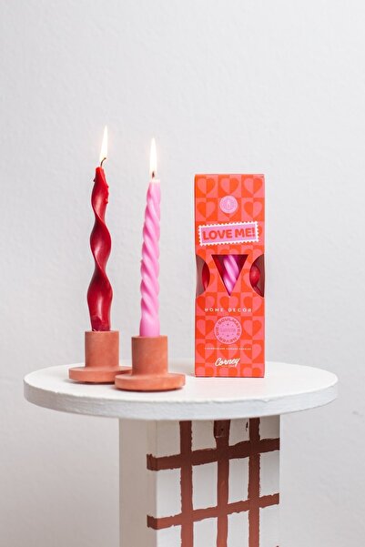 Genel Markalar Kırmızı Kalp 3'lü Şamdan Mumu, Sevgililer Günü İçin Özel Dekor...