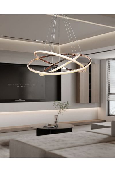 TT AYDINLATMA Tt300-3 Fsr Ring - 3 قطع مطلية باللون الأصفر الفرنسي، ثريا LED نهارية