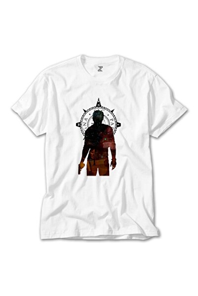 Z zepplin Бяла тениска Uncharted 4 Nathan Drake Adventure