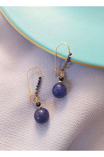 dela otantik Agate Stone Beaded Long Dangle Women's Earrings Handmade Authentic Ethnic Bohemian Aesthetics