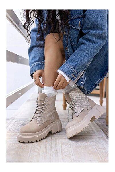 shopcolic 572 Komple Taş Detay Kadın Postal Rahat Kışlık