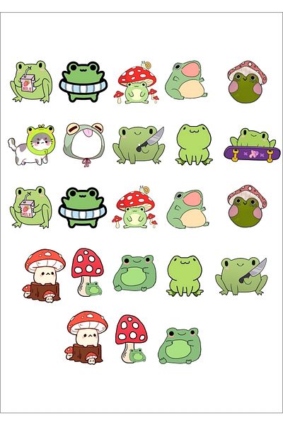 ENGINPRINT 23 Piece Frog Cute Frogs Agenda, Planner, Phone, Notebook Sticker Set