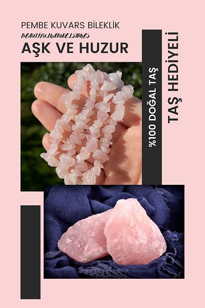 beautifulnaturelstones Pink Quartz Broken Natural Stone Bracelet (With Raw Stone Gift)