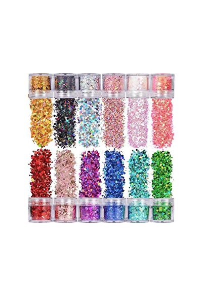 Beauty Box 12'li Chunky Glitter Set Altıgen Yıldız Mix Nail Art Resin Art Kal...