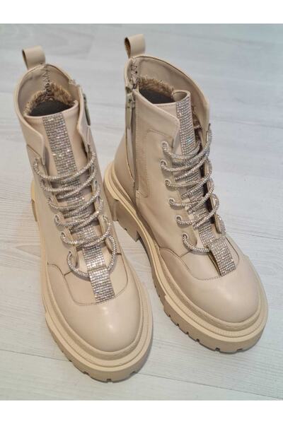 shopcolic 574 Kadın Bot Kışlık Kaymaz Taban Bot Taşlı Bot