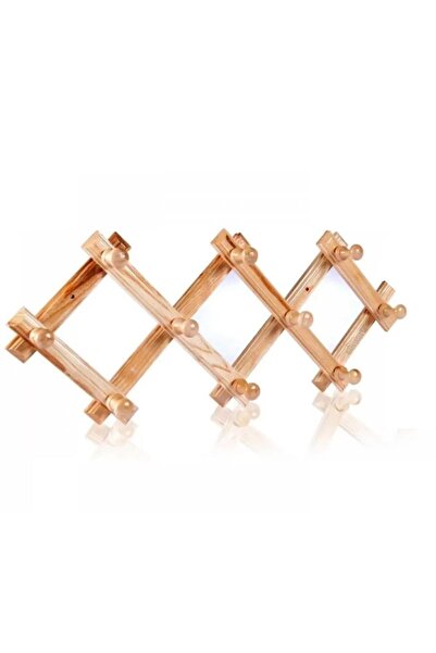 abnturk Açık Ahşap Katlanabilir Ahşap Duvar Askısı 10 Topuzlu Akordiyon 20*70...