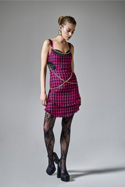 BASAKLA OFFICIAL Zincir Detaylı Tüvit Carina Elbise - Exclusıve