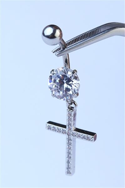 HD PİERCİNG Sallantı Haç Göbek Silver Piercing