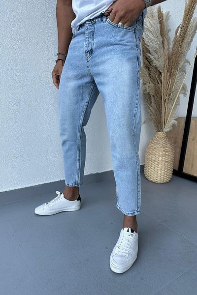 NO61 MAN Boyfriend Acid Washed Light Blue Jeans