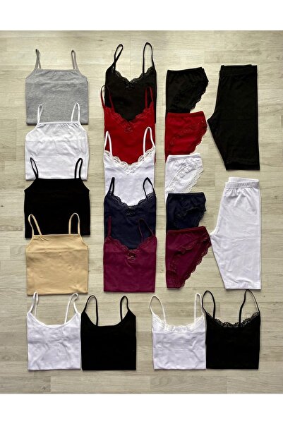 VicTroy (s-m Beden ) -20 Parça, Kadın Çeyizlik Dantelli Atlet-külot-body-tayt...