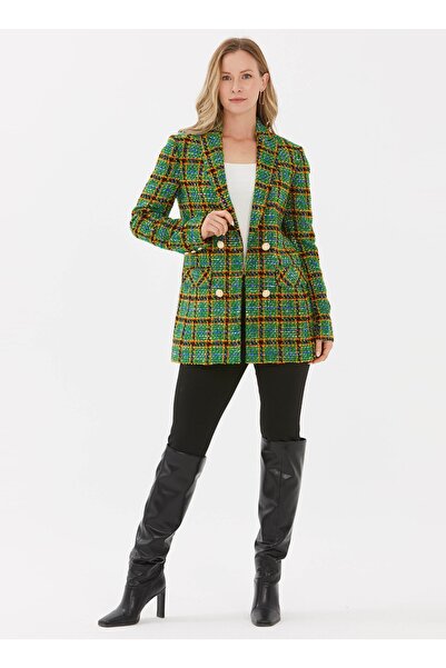 Selen Yeşil Kadın Vatkalı Ceket 22ksl1130