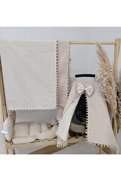 Raduga Collection Çift Taraflı Puset Örtüsü+ Puset Minderi+ Battaniye Bej Pua...