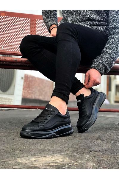 WG Fashion Mp507 St Lace Up Skin Orthopedic High/Thick Sole Men's Sneaker Black