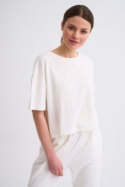 THERECOLOR Organic Women's Crop T-Shirt Short Sleeve Ecru Regular Fit