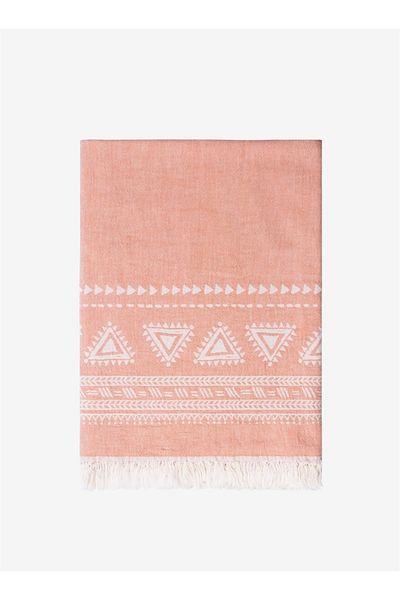 Barine Peach Color Mono Cotton Sofa Shawl - 130X170